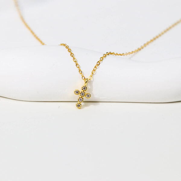 Chris April Fine jewelry 18k gold plated 925 sterling silver simple bejeweled cross cute charm zircon necklaces - Image 4