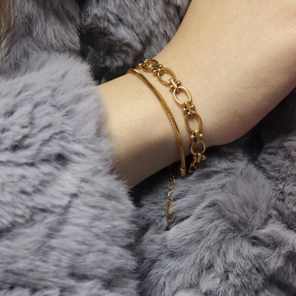 Chris April in stock  fashion design 316L stainless steel simple PVD gold plated snake chain bracelet - Image 3