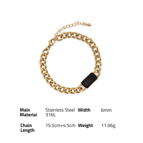 Chris April in stock 316L stainless steel PVD gold plated Black Onyx charm fine jewelry bracelets - Image 6