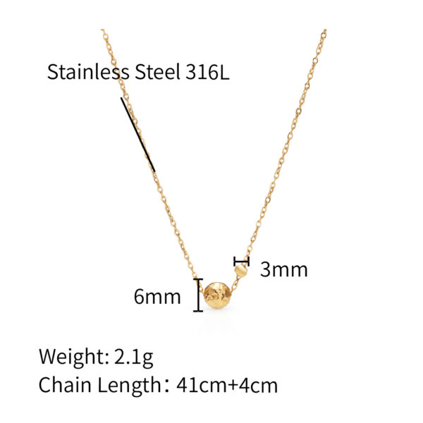 Chris April 316L stainless steel craters necklace bumpy texture bead charm necklace pendant for women - Image 3