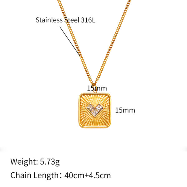 Chris April 316L stainless steel gold small dainty minimalist cubic heart zircon necklace - Image 4