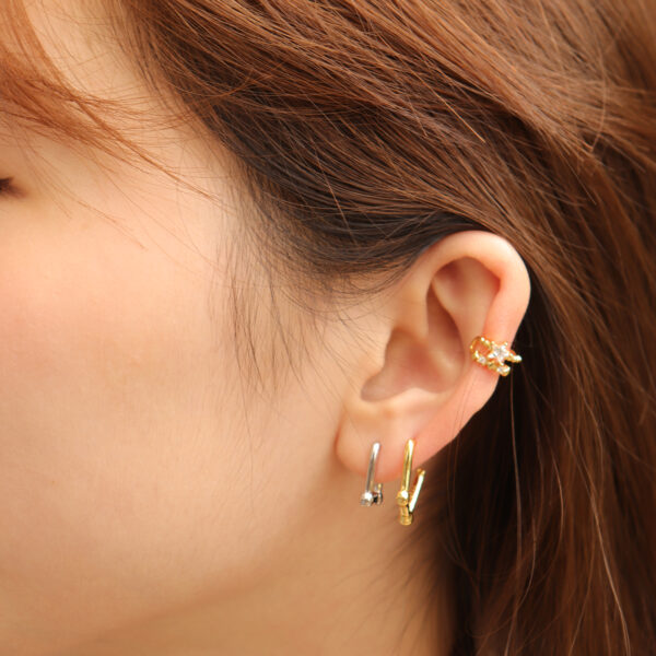 Chris April 925 sterling silver gold plated Minimalist star  ear cuff earrings - Image 3