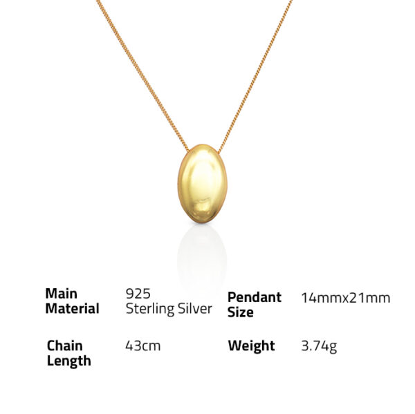 Chris April trendy 925 sterling silver  gold plated oval pendant necklace for women - Image 6