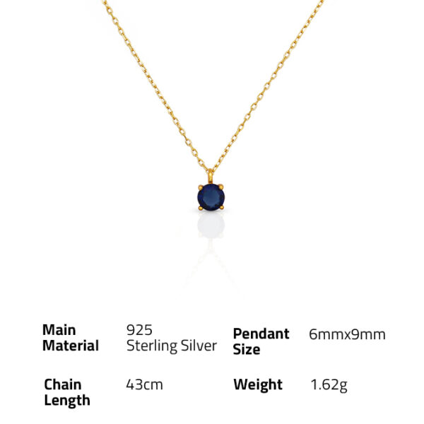 Chris April Fine Jewelry 925 sterling silver gold plated 18k gold Minimalist sapphire pendant necklace for women - Image 6