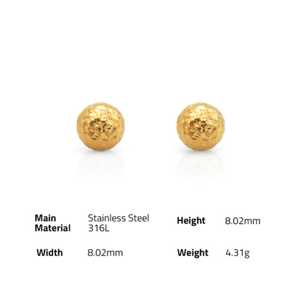 Chris April fashion jewellery 316L stainless steel pvd gold plated water-proof foil finish round ball stud earrings for women - Image 6