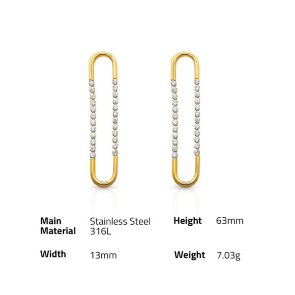 Chris April fashion jewelry Simple designs PVD gold plated 316L stainless steel water proof U shape pin zircon drop earring - Image 6