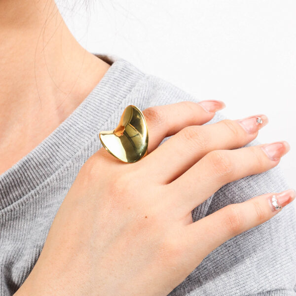 Chris April 316L stainless steel 18k gold plated exaggerated chunky statement ring - Image 6