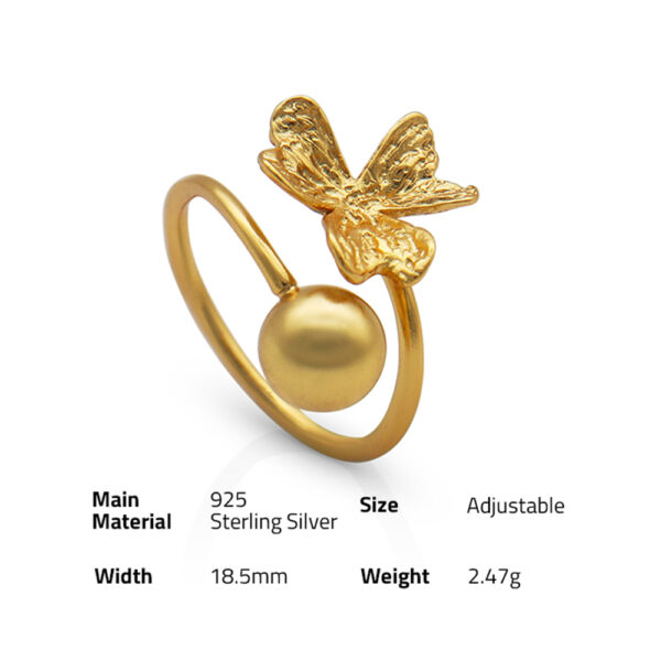 Chris April fine jewelry in stock 18 gold plated 925 sterling silver clover T-bar ring for women - Image 6