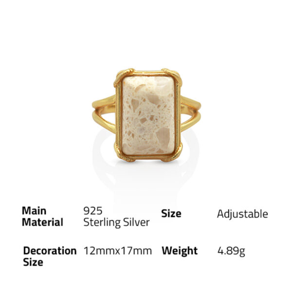 Chris April 925 silver 18k gold plated marble natural stone gold raw gemstone rings - Image 6