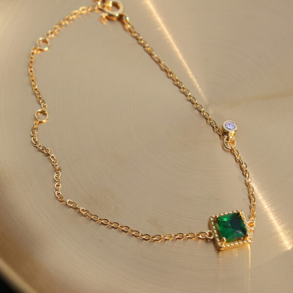 Chris April fashion 18K gold plated 925 sterling silver green zircon jewelry chain bracelets - Image 4