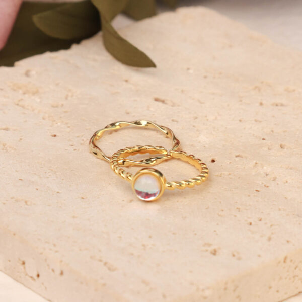 Chris April in stock 925 sterling silver gold plated  moonstone  open ring for women - Image 3