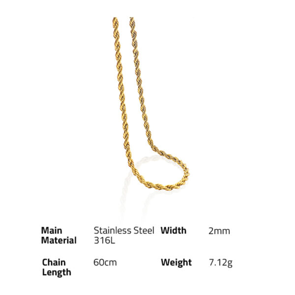 Chris April fashion jewelry pvd gold plated 316L stainless steel Twist rope chain necklace for women - Image 6