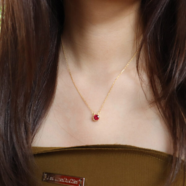 Chris April Fine Jewelry 925 sterling silver gold plated red Square diamond shape pendant necklace - Image 5