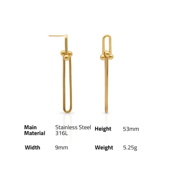 Chris April fashion jewelry 316L stainless steel PVD gold plated double U drop earrings for women - Image 6