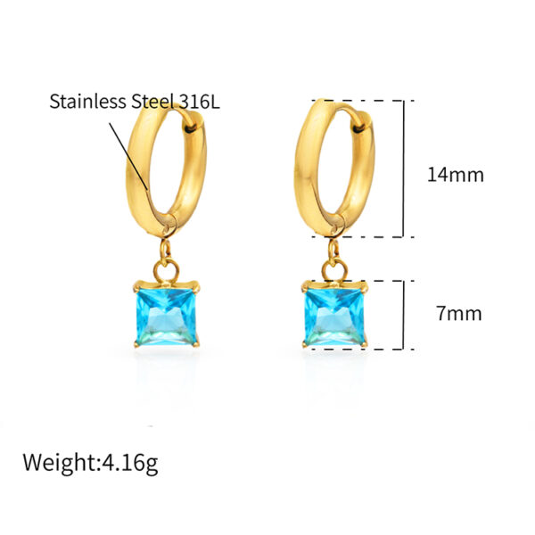 Chris April 316L stainless steel PVD gold plated multiple colors zirconia cut charm crystal hoops earrings - Image 6