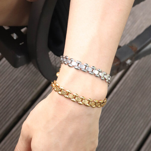 Chris April in stock fashion jewellery 316L stainless steel PVD gold plated non-tarnish watch chain bracelet - Image 3