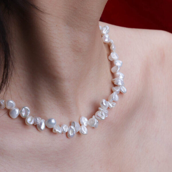 Chris April in stock 925 sterling silver 18k gold plated natural baroque freshwater pearls choker charm necklace - Image 5