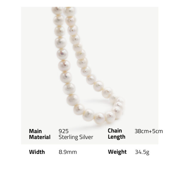 Chris April in stock 925 sterling silver 18k gold plated freshwater baroque pearl 8mm chain bejewelry necklace - Image 6