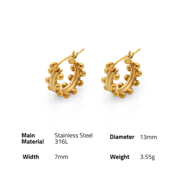 Chris April fashion jewellery 316L stainless steel pvd gold plated non-tarnish ethnic style hoop earrings - Image 6