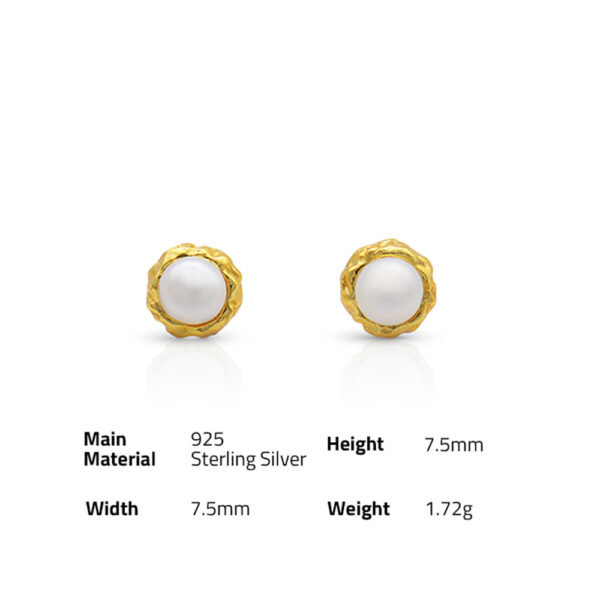 Chris April fashion Minimalist 925 sterling silver 18k gold plated Irregular Freshwater Pearl stud earring - Image 6