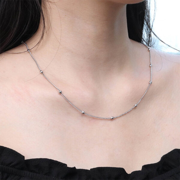 Chris April 316L stainless steel PVD silver plated satellite chain necklace - Image 5