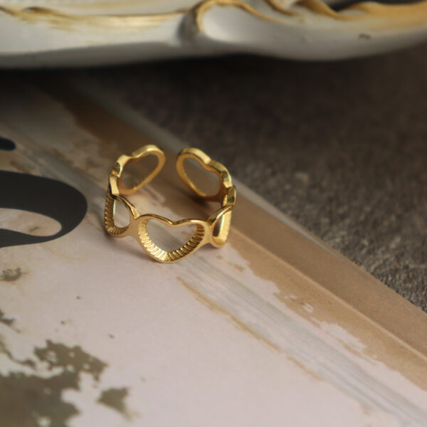 Chris April in stock 925 sterling silver 18k gold plated heart shaped retro adjustable knuckle rings - Image 5