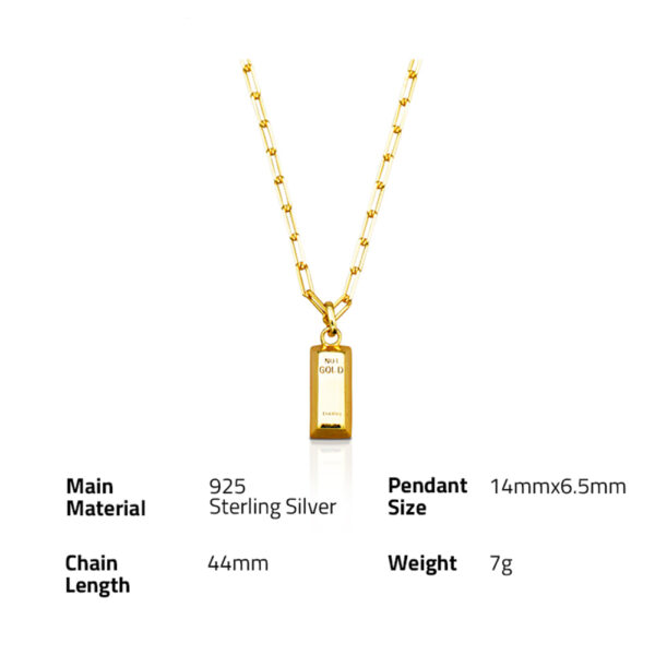 Chris April in stock Fine Jewelry 925 Sterling silver gold plated geometric square pendant necklace with link chain - Image 6