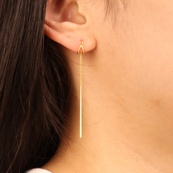 Chris April trendy in stock 925 sterling silver gold plated long tassel chain earrings for women - Image 5