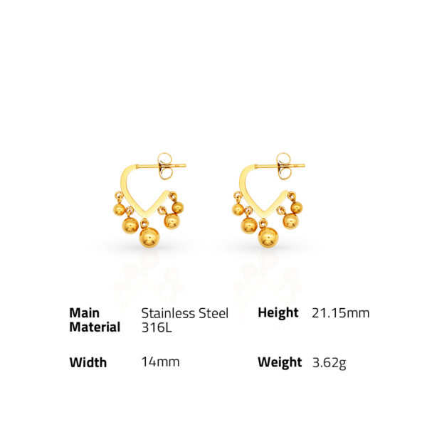 Chris April in stock 316L Stainless Steel PVD gold plating vintage beads V-shape hoops earrings - Image 6