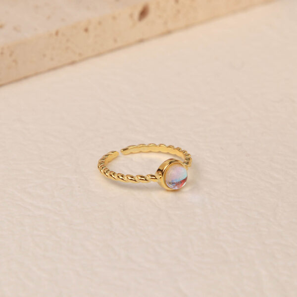 Chris April in stock 925 sterling silver gold plated  moonstone  open ring for women - Image 5