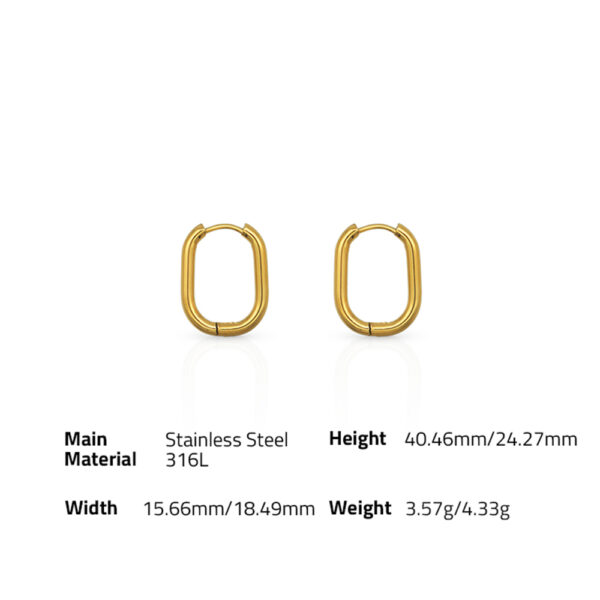 Chris April non-tarnish 316L Stainless Steel minimalist oval rectangular hoop earrings - Image 6