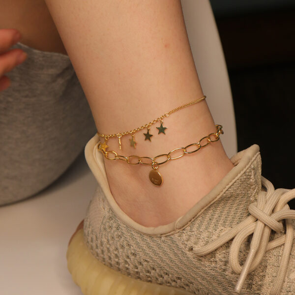 Chris April 925 sterling silver 18k gold plated custom vermeil star anklet for women - Image 3