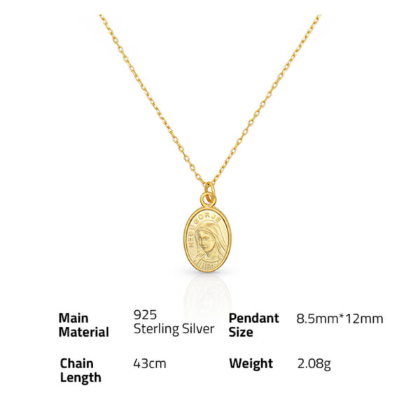 Chris April in stock 925 sterling silver simple gold plated vintage Design Virgin Mary pendant Necklace - Image 6