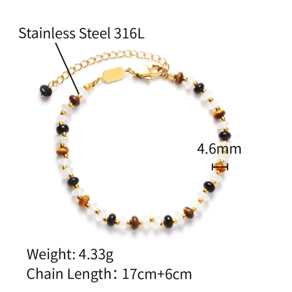 Chris April 316L stainless steel natural gems stone beads gold chain bracelets women - Image 6