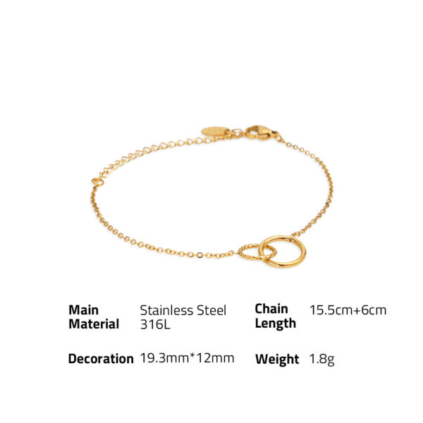 Chris April non-tarnish 18k PVD gold plated 316L stainless steel simple double loops link chain bracelets - Image 6