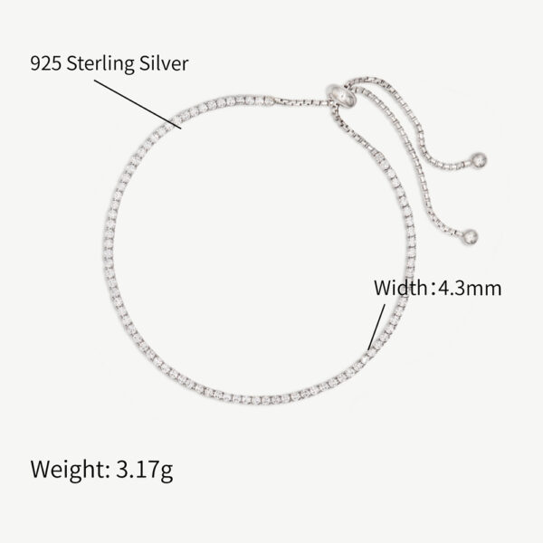 Chris April silver plate 925 sterling silver slider adjustable tennis bracelet - Image 5