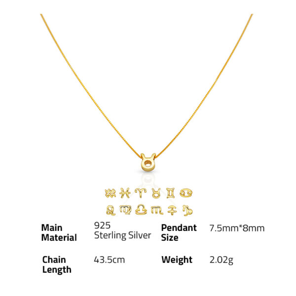 Chris april fashion In stock 925 sterling silver 18k gold plated female zodiac Horoscope sign pendant necklace - Image 6