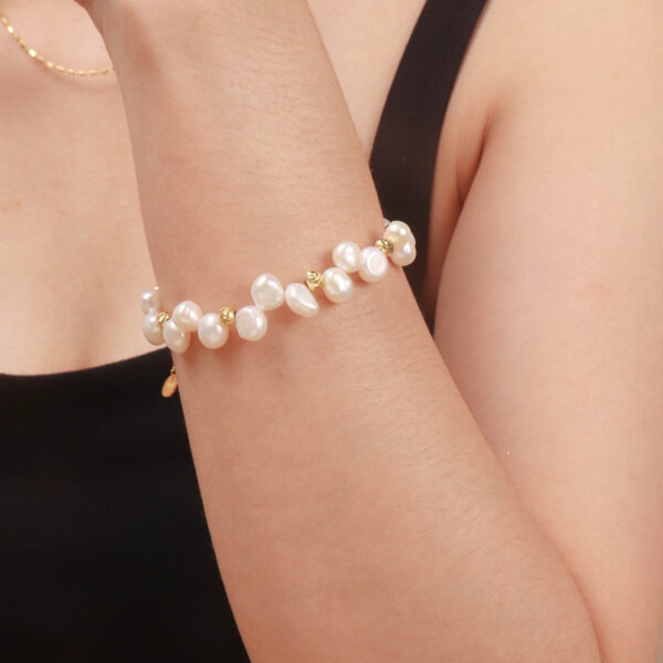 Chris April In stock Fine jewelry 925 sterling silver gold plated custom vermeil freshwater baroque pearl beads bracelet - Image 3