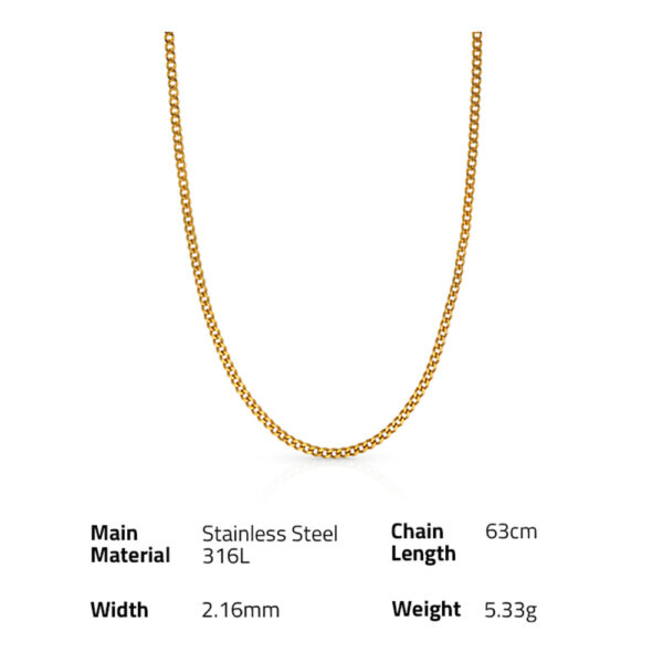 Chris April fashion jewelry in stock 316L Stainless Steel PVD gold plated 2mm curb cuban sweater chain necklace - Image 6