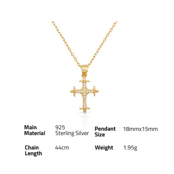 Chris April Fine Jewelry 925 Sterling silver 18K gold plated cross pendant necklace with Zircon - Image 6