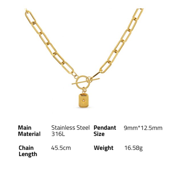 Chris April fashion jewelry PVD gold plated 316L stainless steel Cube Eight-pointed star pendant necklace with zircon - Image 6