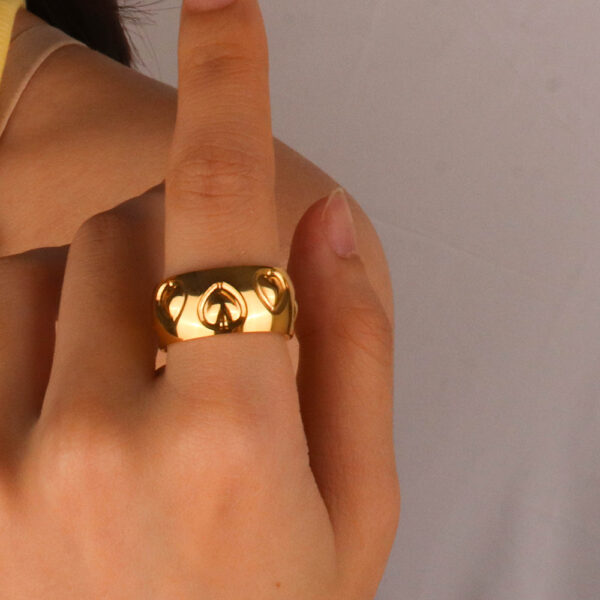 Chris April fashion jewelry PVD gold plated 316L stainless steel water proof 3D Heart shape rings - Image 3