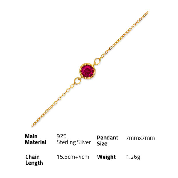 Chris April in stock fine jewelry 925 sterling silver 18k gold plated Red corundum chain bracelet for women - Image 6