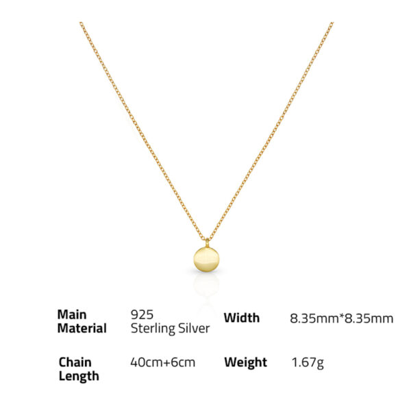 Chris April fine jewelry 925 sterling silver gold plated Minimalist custom vermeil disc pendant necklace - Image 6