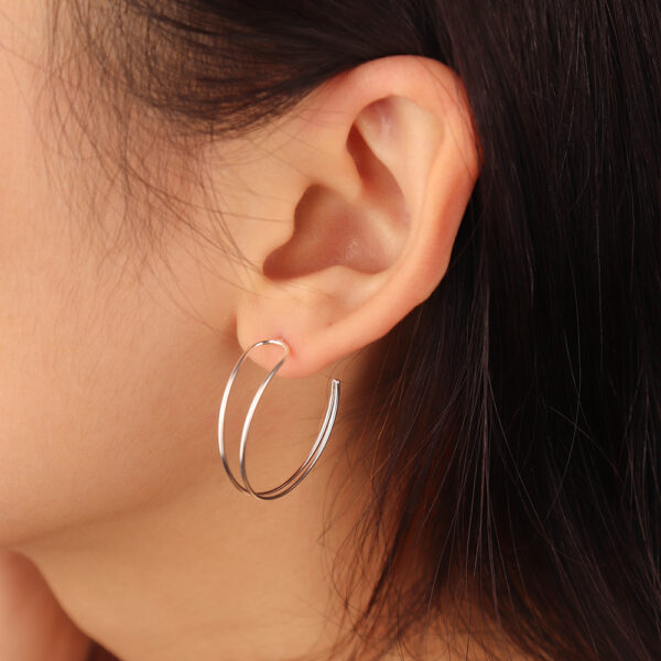 Chris April in stock fine jewelry sterling silver 18k gold plated Custom vermeil double lines big hoop earrings - Image 3