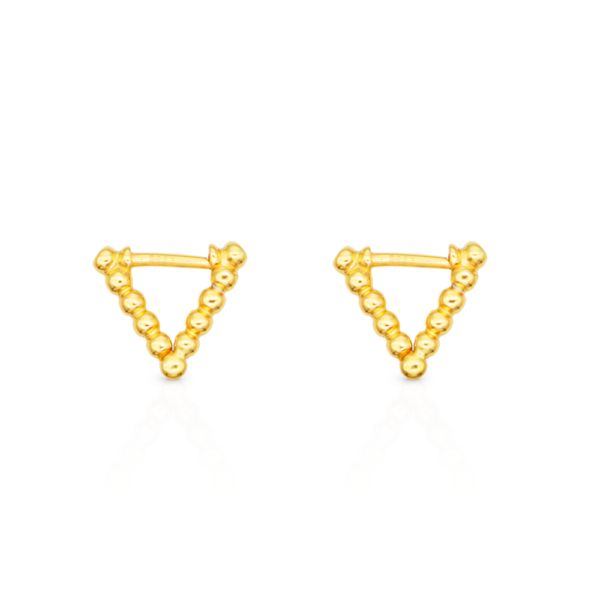 Chris April gold plate 925 sterling silver mini triangle huggie hoops earring - Image 6