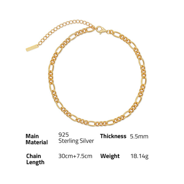 Chris April in stock 18K gold plated fashion design Figaro silver chain 925 necklace for women - Image 6