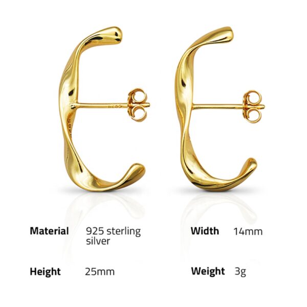 Chris April 925 sterling silver 18k gold plaedpe minimalist arch shape Simple Mobius twist earrings - Image 6