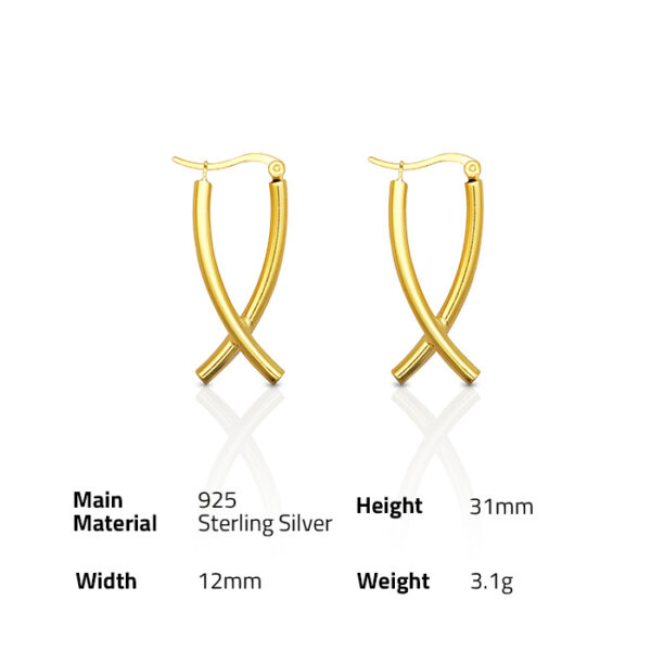 Chris April wholesale 18K gold plated 925 sterling silver simple design X-shaped cross earrings - Image 6