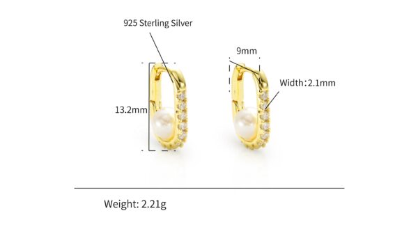 Chris April gold plating 925 sterling silver custom gold vermeil imitation pearl beads gold hoop earrings - Image 6